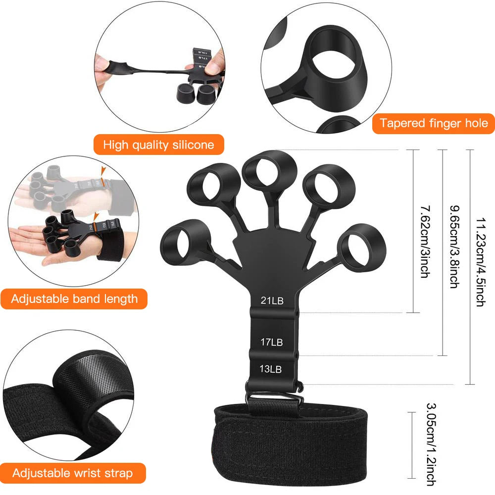 Entrenador de Fuerza de Agarre Ajustable para Muñeca y Dedos, Ejercitador de Mano, Fortalecedor de Agarre, Kit de Expansor para Construcción de Músculo y Recuperación de Lesiones