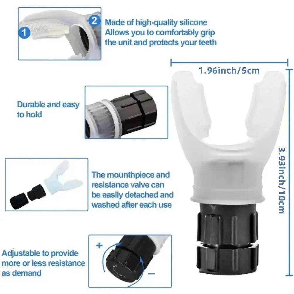 Ejercicio de Respiración Pulmones Dispositivo Portátil de Respiración al Aire Libre Aparato de Fitness Dispositivo de Entrenamiento de Resistencia con Resistencias Ajustables